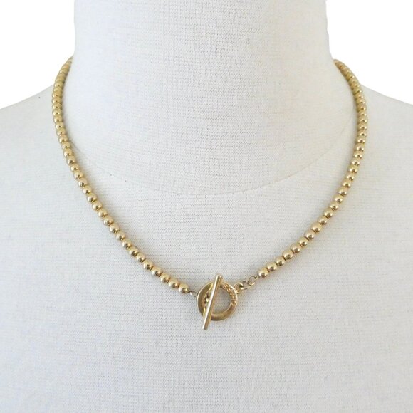 CHAPS RALPH LAUREN Gold tone bead necklace w toggle - Picture 1 of 4